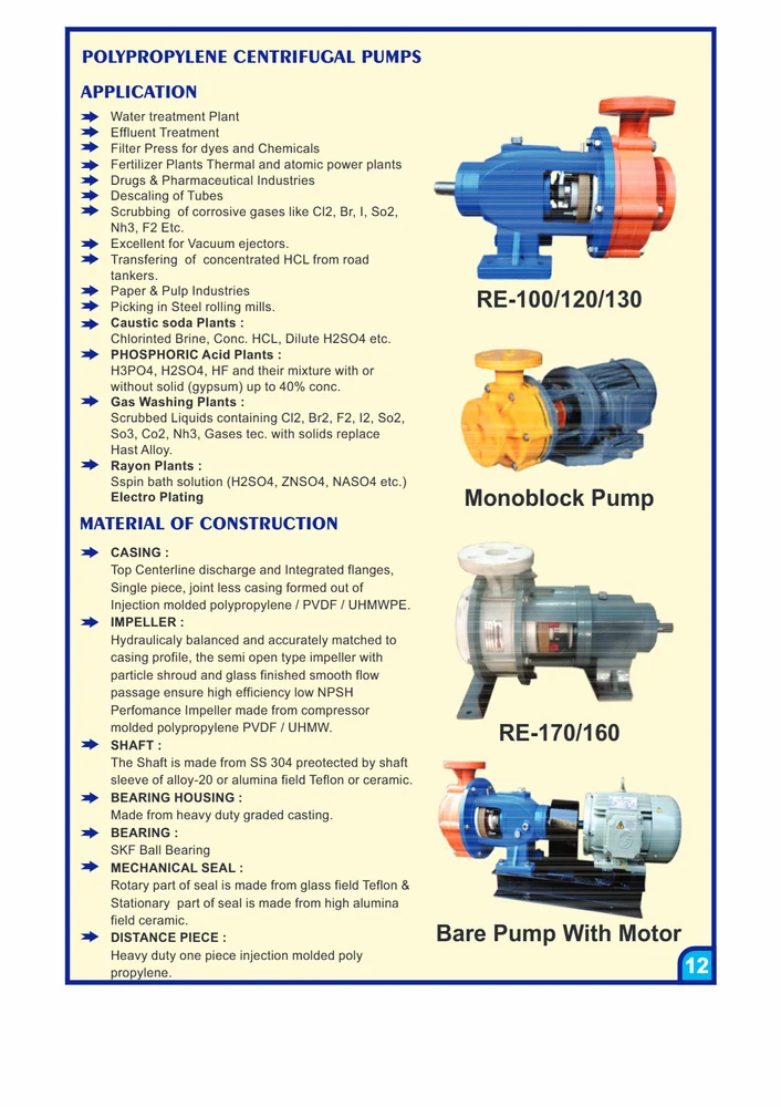Chemical Polypropylene Pumps