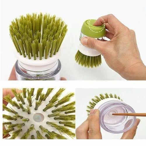 Cleaning Brush With Liquid Soap Dispenser Palm Brush With Storage Stand For Bottle Pot
