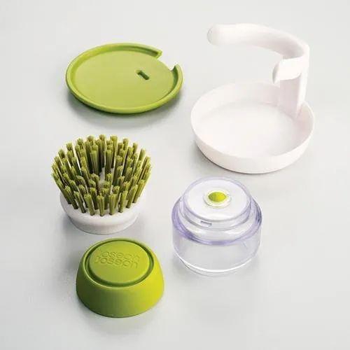 Cleaning Brush With Liquid Soap Dispenser Palm Brush With Storage Stand For Bottle Pot