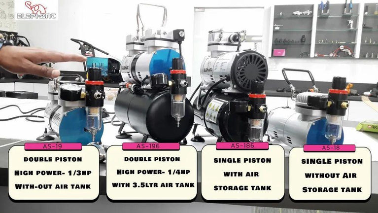 Combo Elephant mini air compressor AS-18 + Painter Airbrush AB-19