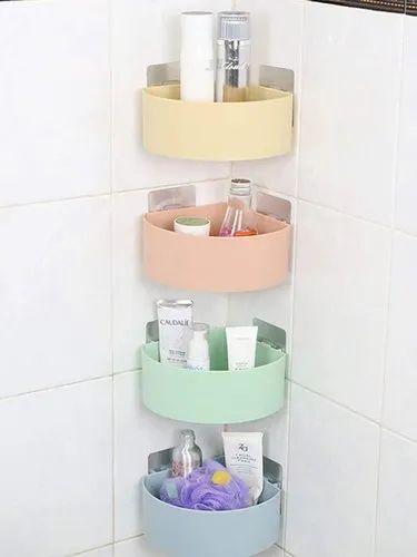 Corner Shelf Bathroom Kitchen Rack Self Adhesive Shower Caddy Plastic Wall Triangle