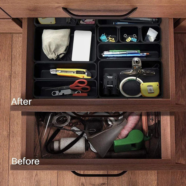 Cutlery Drawer Tray 8pcs Set - Stackable Drawer Organizer Trays Set