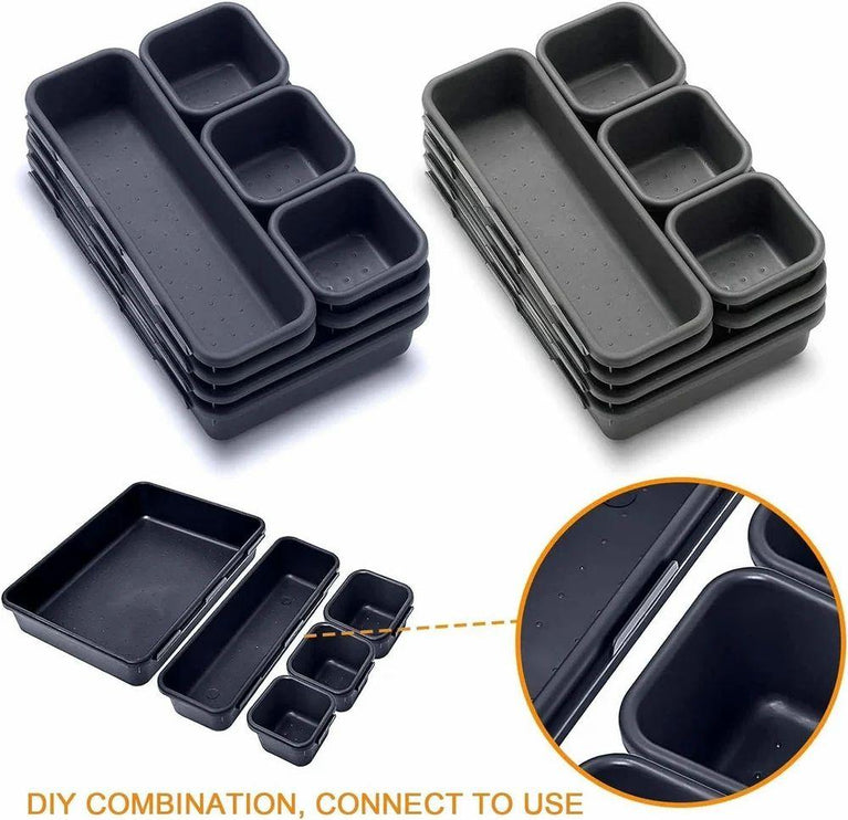 Cutlery Drawer Tray 8pcs Set - Stackable Drawer Organizer Trays Set