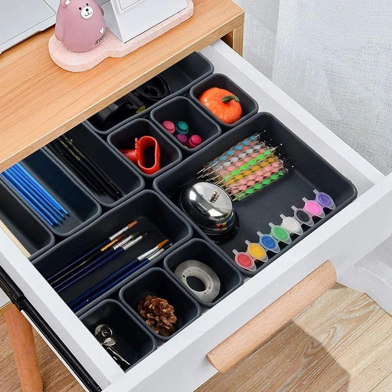 Cutlery Drawer Tray 8pcs Set - Stackable Drawer Organizer Trays Set
