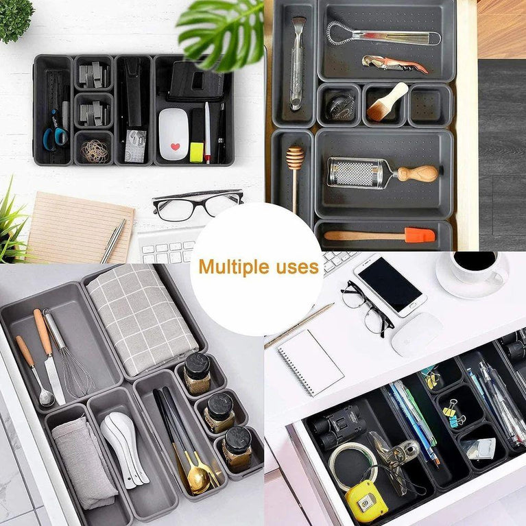 Cutlery Drawer Tray 8pcs Set - Stackable Drawer Organizer Trays Set