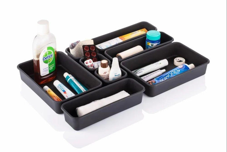 Cutlery Drawer Tray 8pcs Set - Stackable Drawer Organizer Trays Set