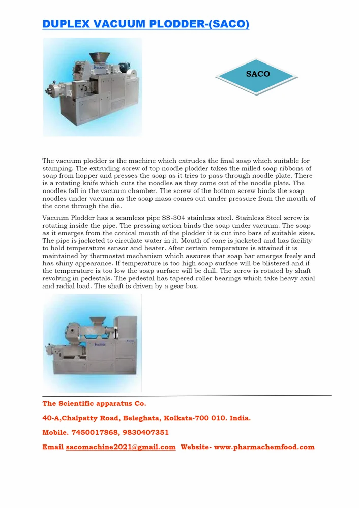 Duplex Vacuum Type Soap Plodder Machine