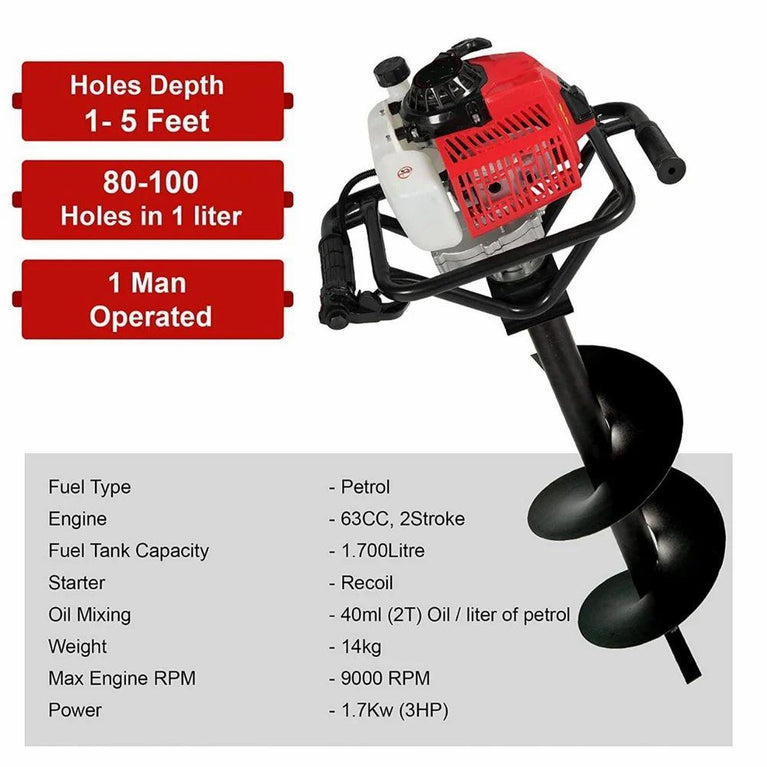 Earth Auger 68 cc with 8 inch and 12 inch Bit