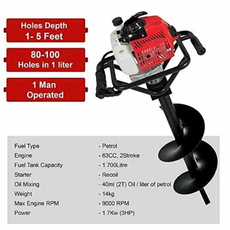 Earth Auger 68 cc with 8 inch and 12 inch Bit