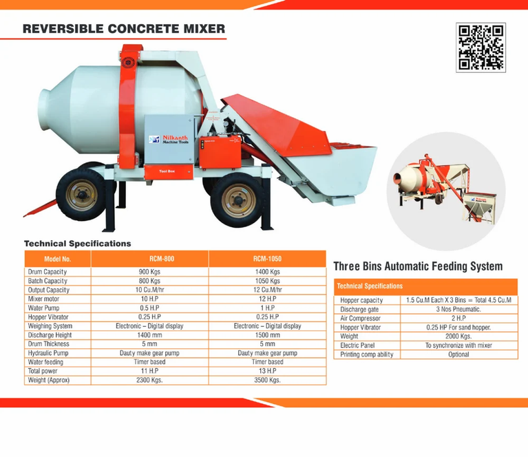 Electric Reversible Drum Mixer