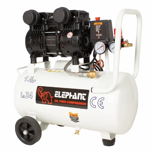 Elephant 1.5 HP Oil Free & Noiseless Air Compressor 24 Litre 100% Copper Winding (AC24DC).