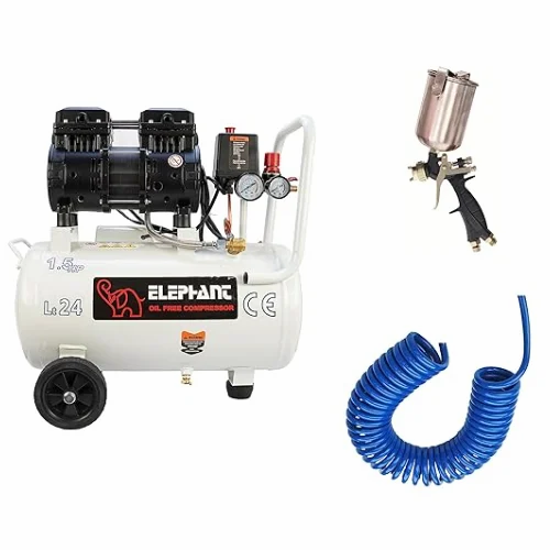 Elephant Combo of 1.5 HP Oil Free & Noiseless Air Compressor 24 Litre and  PS-02