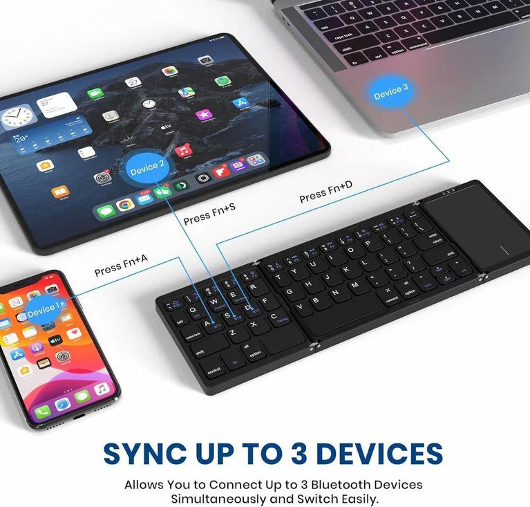 Foldable Bluetooth Keyboard - Multi-device Foldable Bluetooth Keyboard With Touchpad