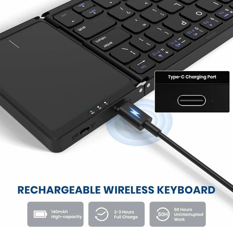 Foldable Bluetooth Keyboard - Multi-device Foldable Bluetooth Keyboard With Touchpad