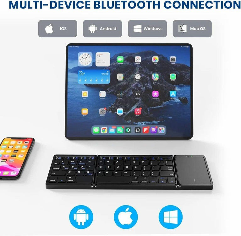 Foldable Bluetooth Keyboard - Multi-device Foldable Bluetooth Keyboard With Touchpad