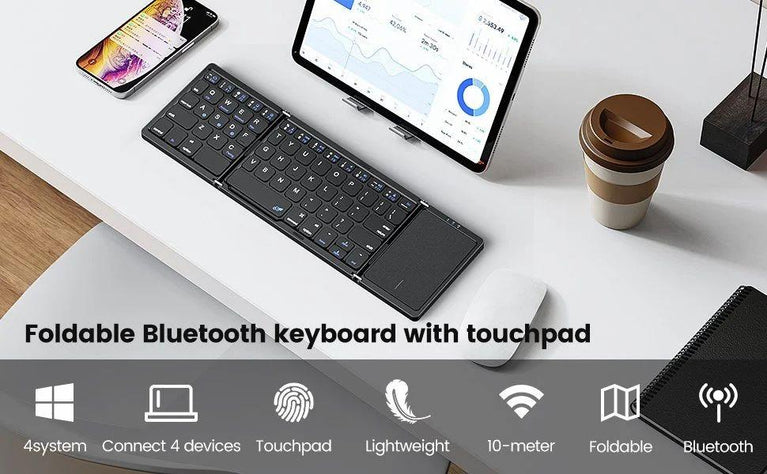 Foldable Bluetooth Keyboard - Multi-device Foldable Bluetooth Keyboard With Touchpad