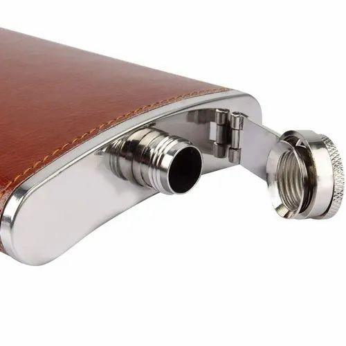 Hip Flash Black 8 Oz - Stainless Steel And Stitched Leather Hip Flask Alcohol Bottle 8 Oz