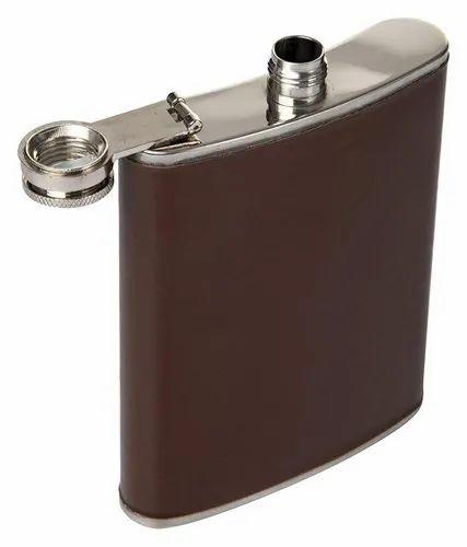 Hip Flash Black 8 Oz - Stainless Steel And Stitched Leather Hip Flask Alcohol Bottle 8 Oz