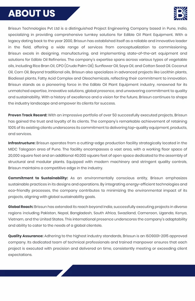 Industrial Edible Oil Refinery Plants