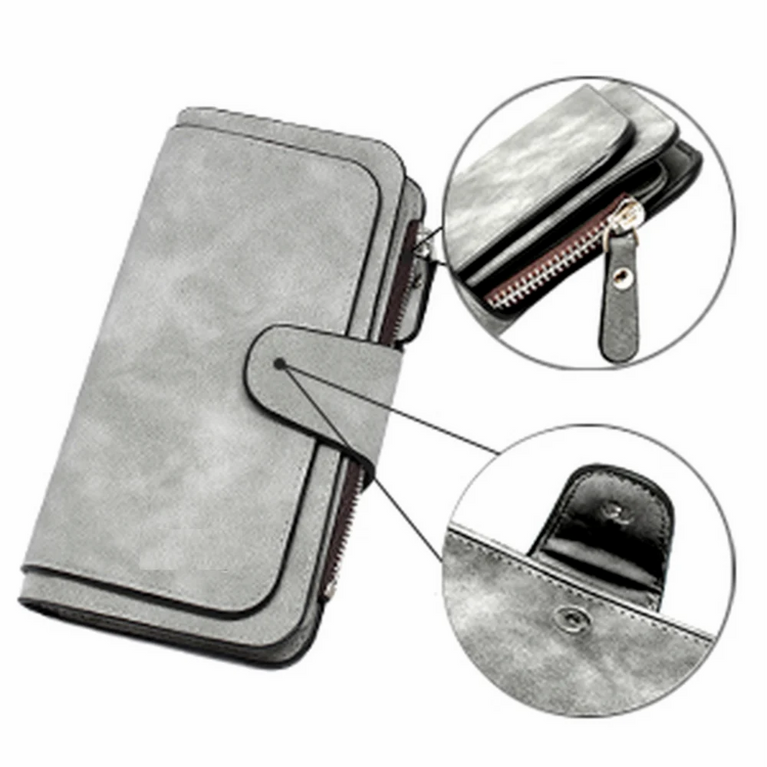 LADIES CLUTCH WALLET BIG - Women's Long Leather Wallet