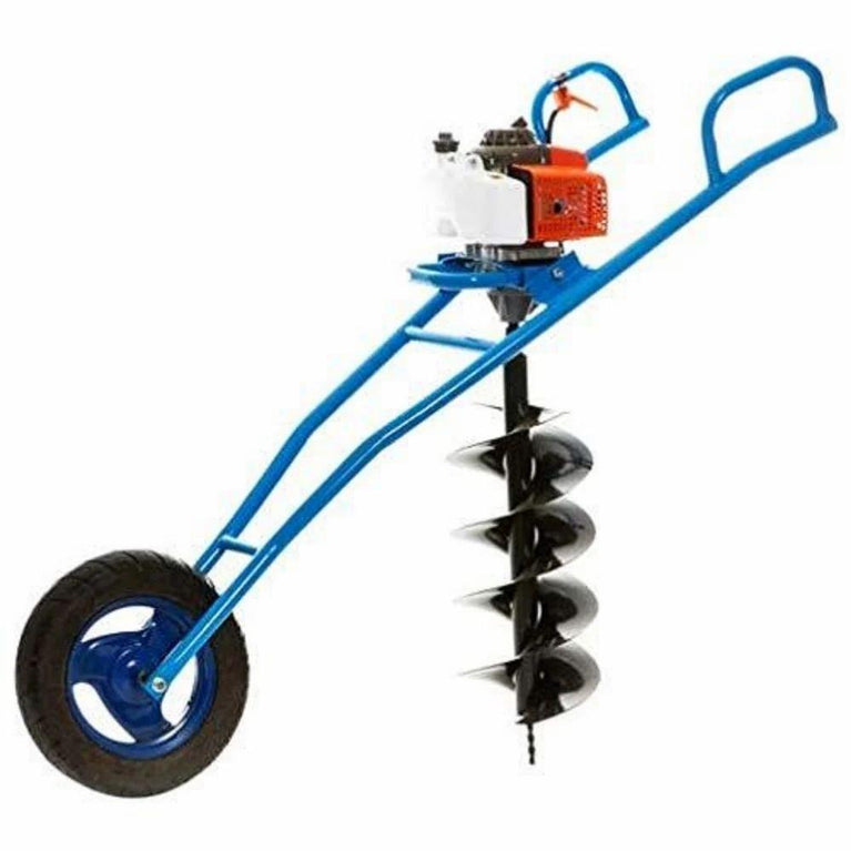 MD Agro Earth Auger 63cc with Trolley Type Single Wheel with 8 inch Drill