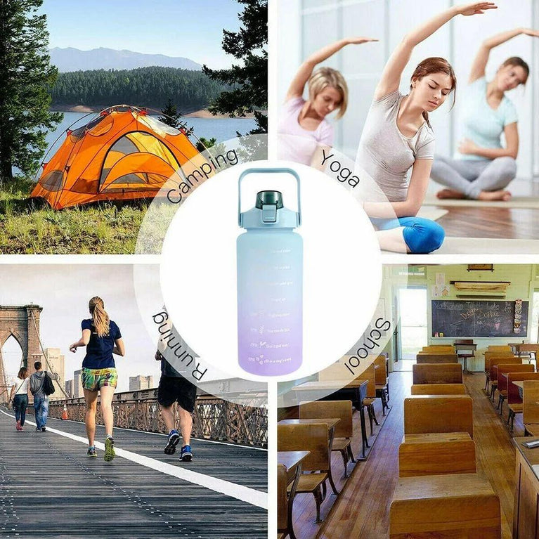 MOTIVATIONAL WATER BOTTLE 2L - Motivational 2L Water Bottles 64oz Half Gallon Water Bottle