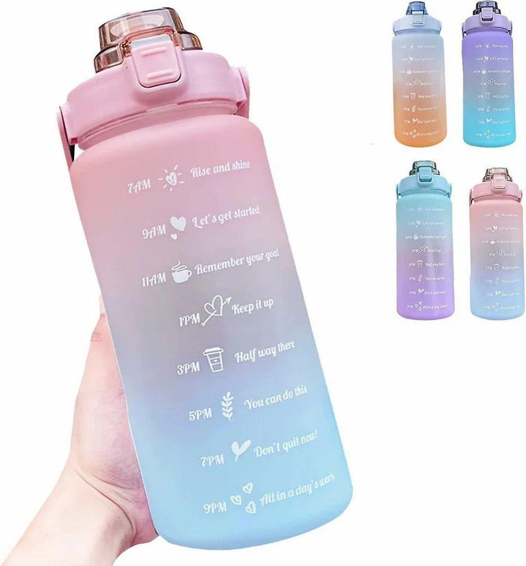 MOTIVATIONAL WATER BOTTLE 2L - Motivational 2L Water Bottles 64oz Half Gallon Water Bottle
