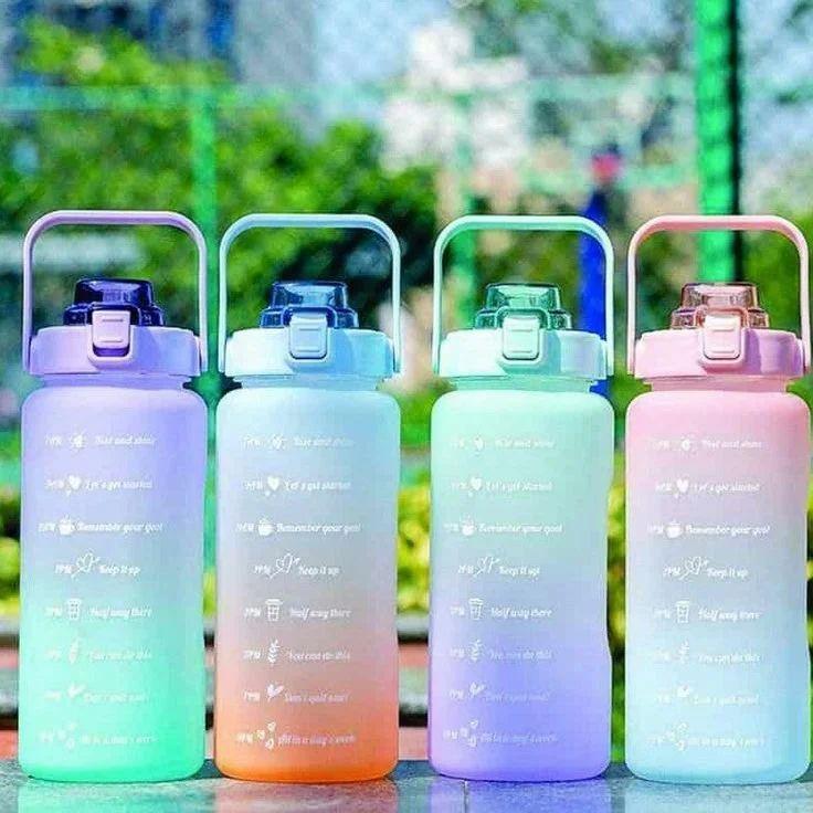 MOTIVATIONAL WATER BOTTLE 2L - Motivational 2L Water Bottles 64oz Half Gallon Water Bottle