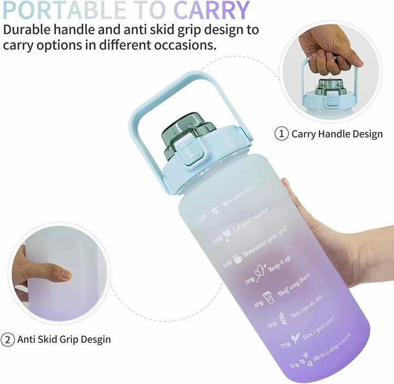 MOTIVATIONAL WATER BOTTLE 2L - Motivational 2L Water Bottles 64oz Half Gallon Water Bottle