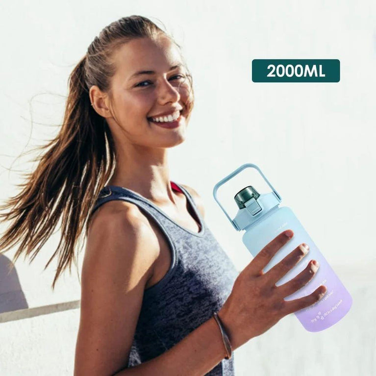 MOTIVATIONAL WATER BOTTLE 2L - Motivational 2L Water Bottles 64oz Half Gallon Water Bottle