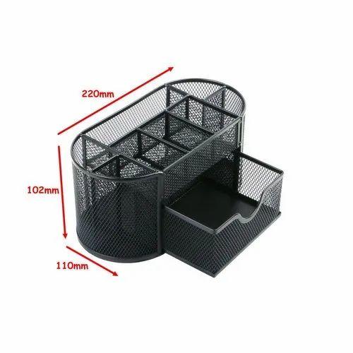 Metal Mesh Multi Compartment Desk Organizer/stationery Stand 9 Compartment For Office And Students