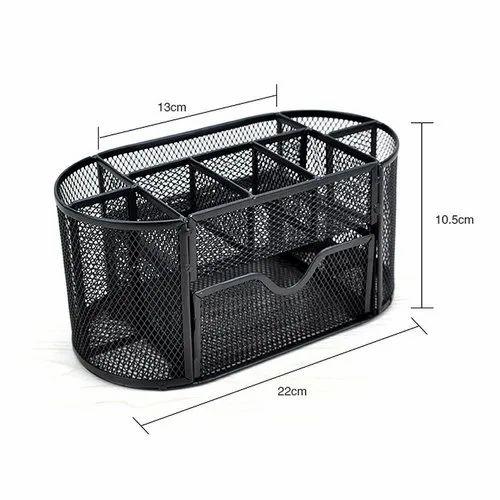 Metal Mesh Multi Compartment Desk Organizer/stationery Stand 9 Compartment For Office And Students