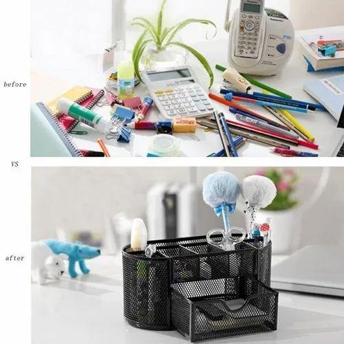 Metal Mesh Multi Compartment Desk Organizer/stationery Stand 9 Compartment For Office And Students