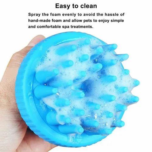 PET SILICONE - Pet Bath Brush with Shampoo Container for Dog Cat Bathing Grooming Pet Scrubber