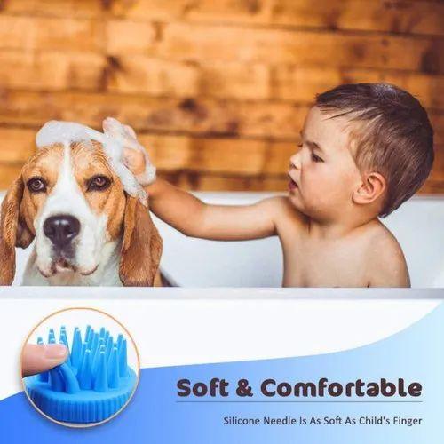 PET SILICONE - Pet Bath Brush with Shampoo Container for Dog Cat Bathing Grooming Pet Scrubber