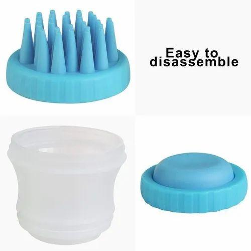 PET SILICONE - Pet Bath Brush with Shampoo Container for Dog Cat Bathing Grooming Pet Scrubber