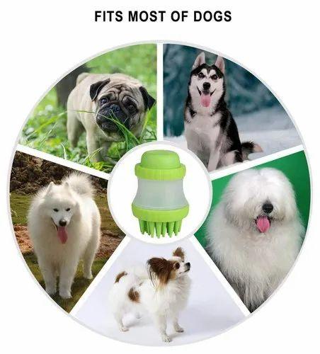 PET SILICONE - Pet Bath Brush with Shampoo Container for Dog Cat Bathing Grooming Pet Scrubber