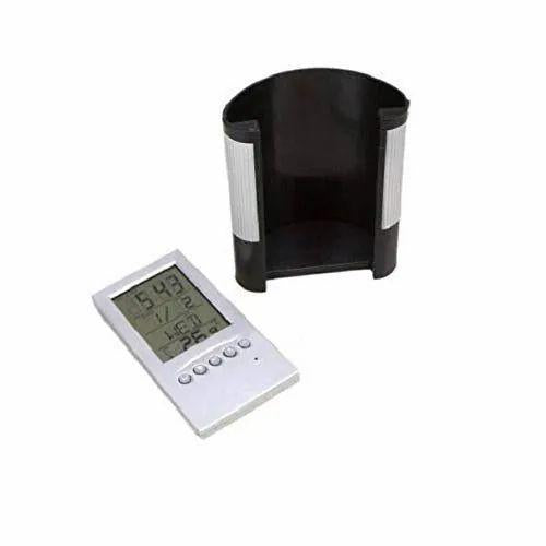 Pen Holder Yellow Box - Alarm Clock Desktop Pen Holder And Half Round Shape Pen Stand