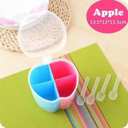 Plastic 4 in 1 Apple Shape Flavoring Spice Cooker Sets Seasoning Masala Box