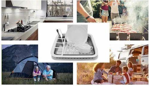पोर्टेबल डिश बाउल सिंक रैक - फोल्डेबल सिलिकॉन किचन ड्रेनर टब बेसिन