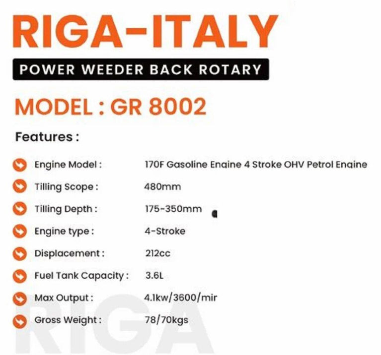 RIGA-ITALY POWER WEEDER BACK ROTARY