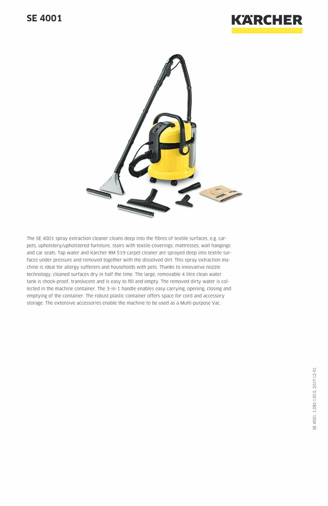 SE 4001 Hard Floor Carpet Cleaner