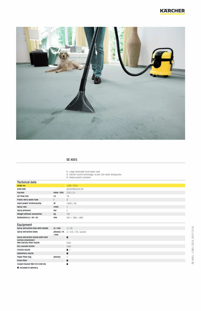 SE 4001 Hard Floor Carpet Cleaner