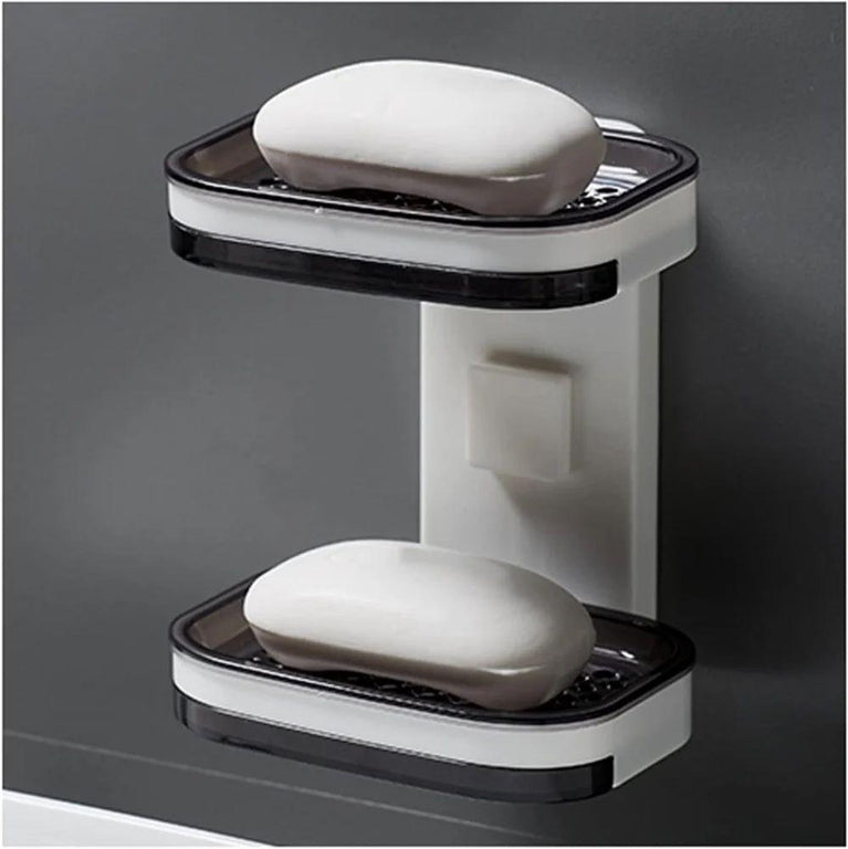 SOAP BOX BLACK 2 LAYER - Decorative soap dish Strong Double Layer Soap Dish