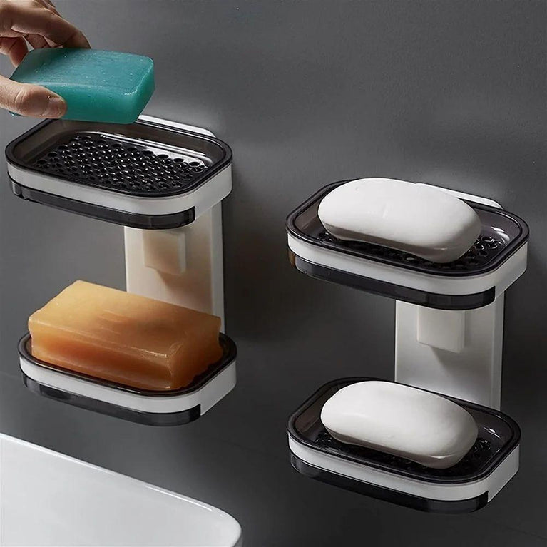 SOAP BOX BLACK 2 LAYER - Decorative soap dish Strong Double Layer Soap Dish