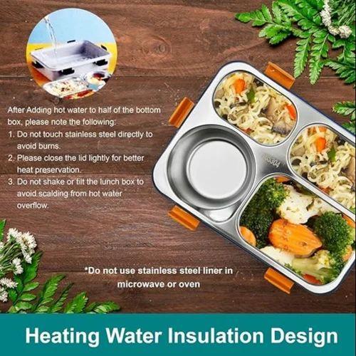 SS LUNCH BOX 4 COMPARTMENT - Stainless Steel Leak Proof 4 Compartment Lunch Box