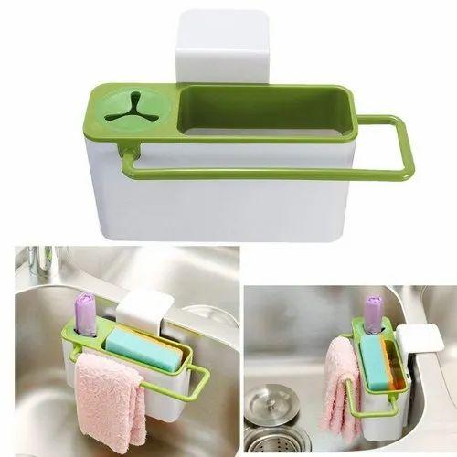 Self Draining Sink Tidy with Suction Cup Organizer Brush Sponge Cleaning Cloth Holder