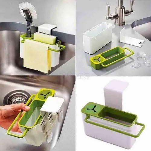 Self Draining Sink Tidy with Suction Cup Organizer Brush Sponge Cleaning Cloth Holder