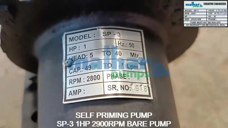 Self Priming Bare Pump