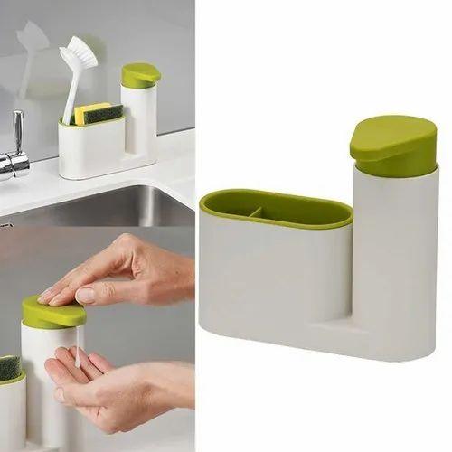 Self Sink Drainer Dishwasher Sanitizer Liquid Dispenser & Sponge Holder